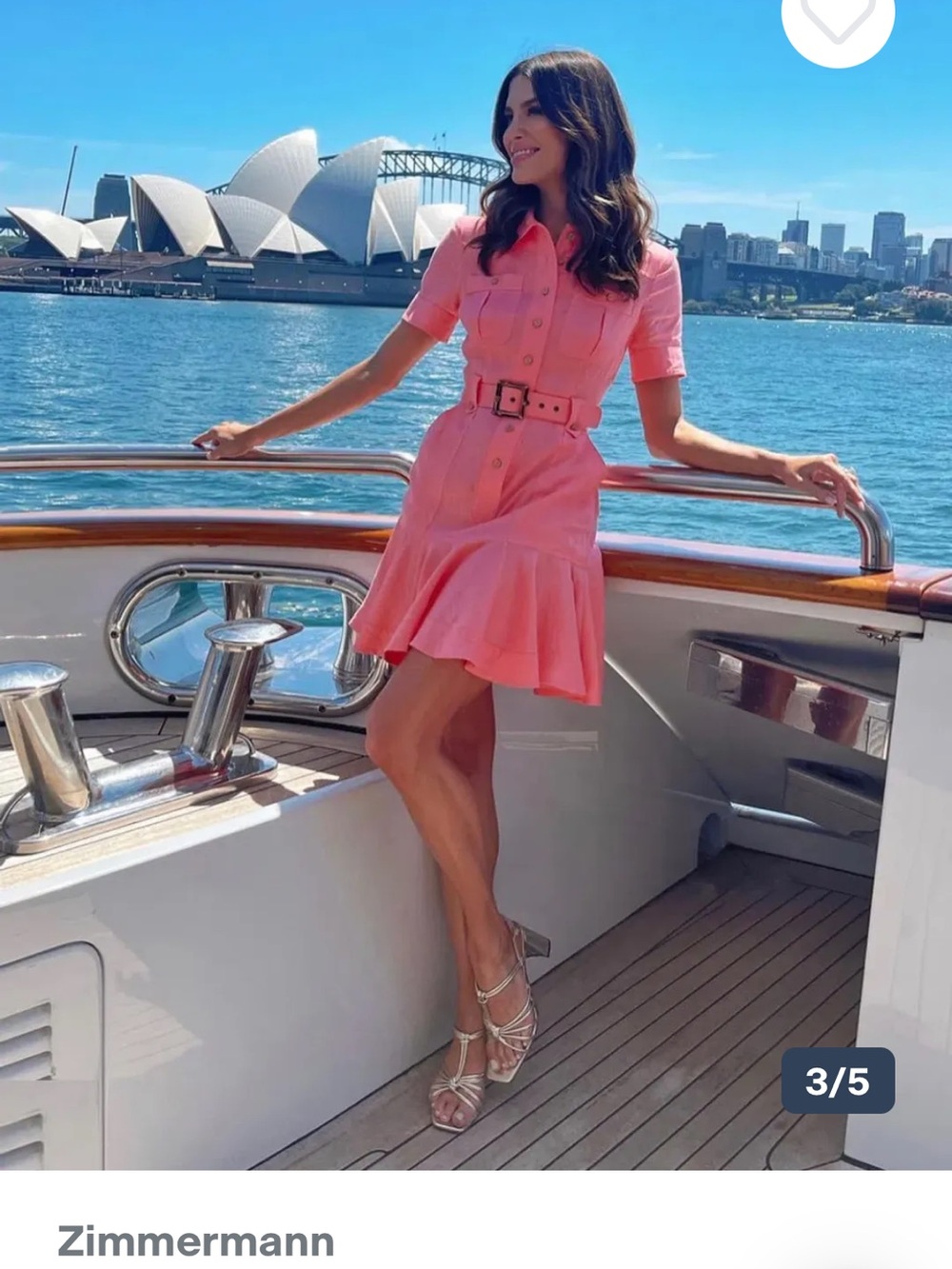 Zimmermann Pink Button-Front Belted Linen Dress